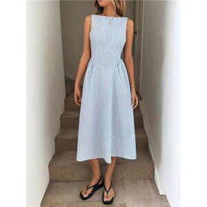 Sleeveless Striped Midi Dress